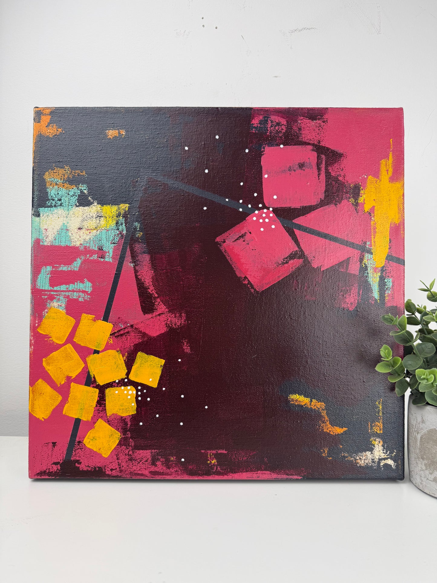 Aging Out Loud – 14 x 14 Original Abstract Acrylic Painting on gallery wrap canvas by Nikki Braun | Bold Modern Wall Art