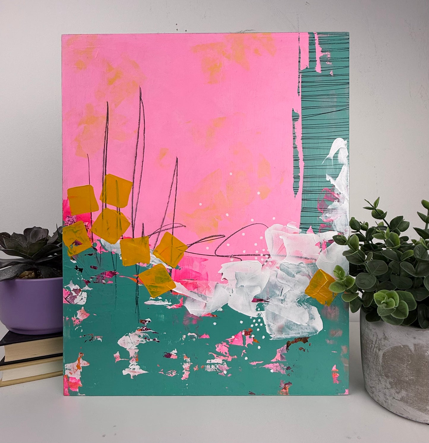 Never Too Much – 10x12 Original Abstract Acrylic Painting on Birch Panel by Nikki Braun | Bold Modern Wall Art
