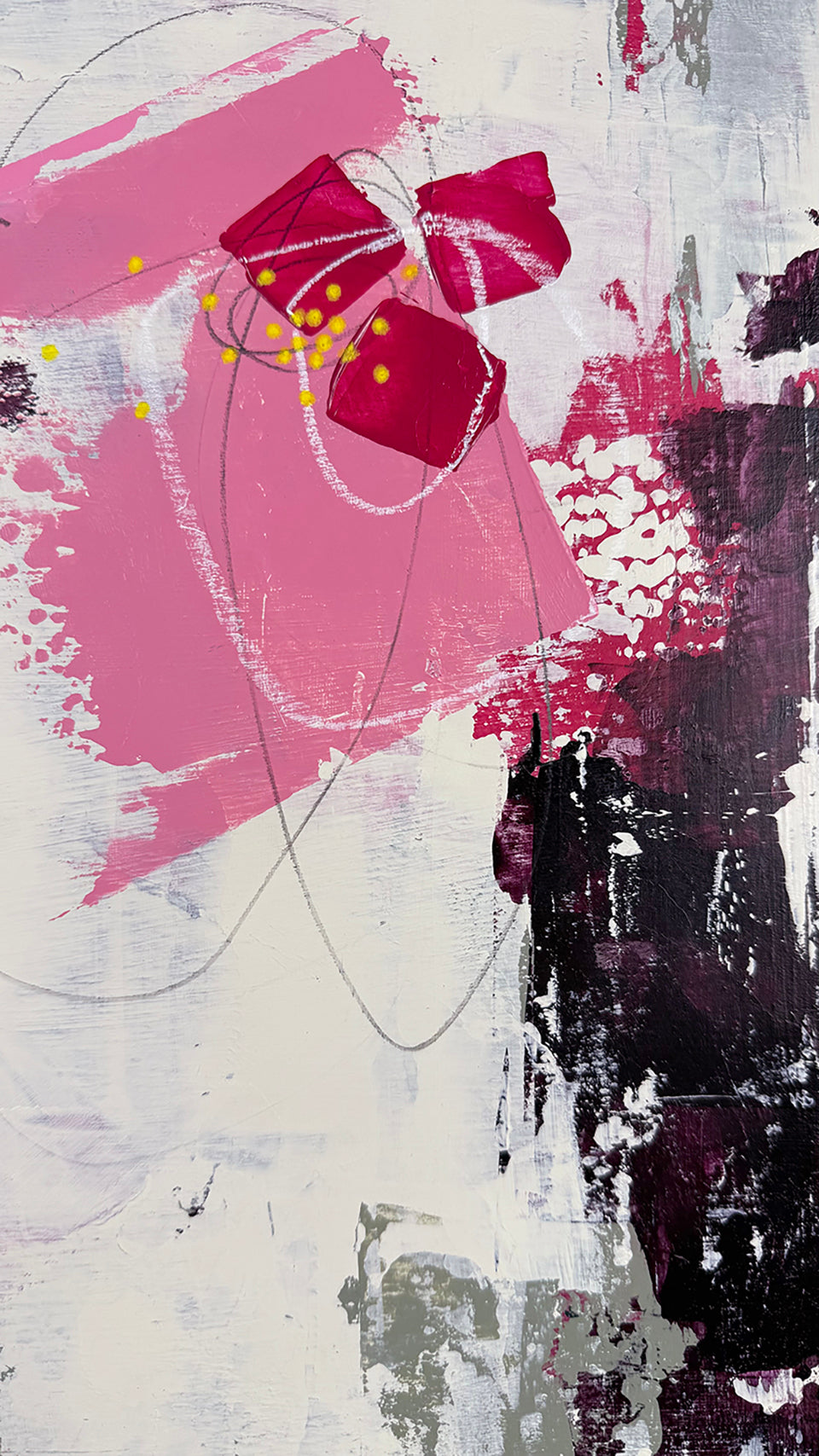 Crabapple – 18x18  Original Abstract Acrylic Painting on birch panel by Nikki Braun | Bold Modern Wall Art