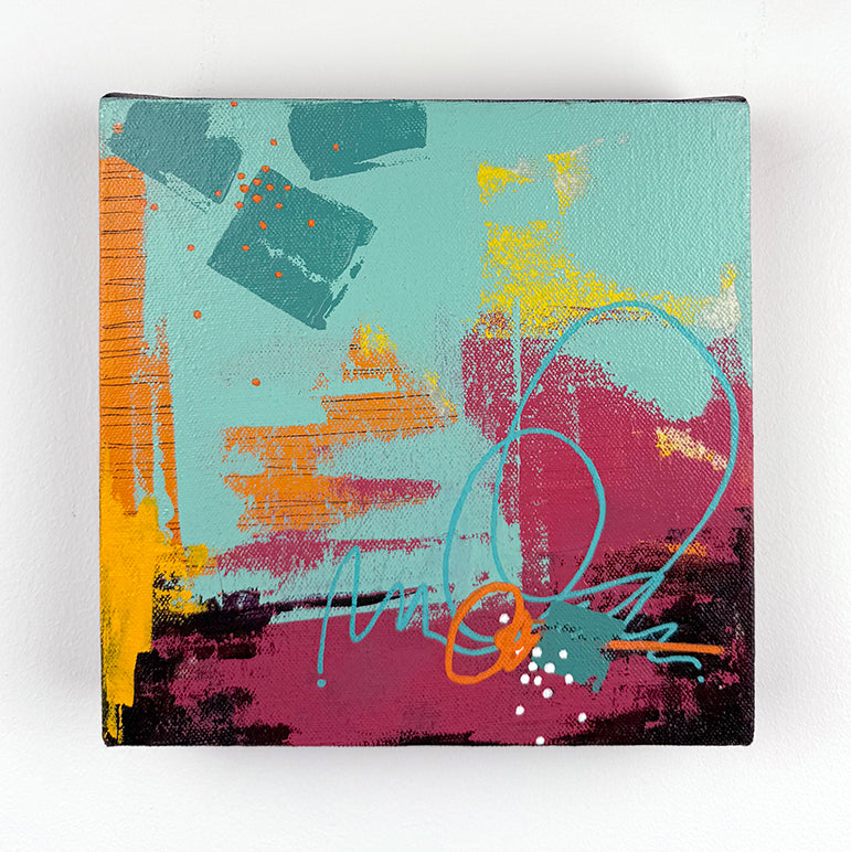 Confetti on the Dance Floor 4 – 8 x 8 Original Abstract Acrylic Painting on gallery wrapped canvas by Nikki Braun | Bold Modern Wall Art
