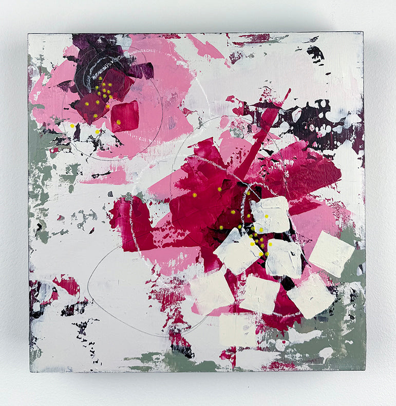 Crabapple 3 – 10x10 Original Abstract Acrylic Painting on birch panel by Nikki Braun | Bold Modern Wall Art
