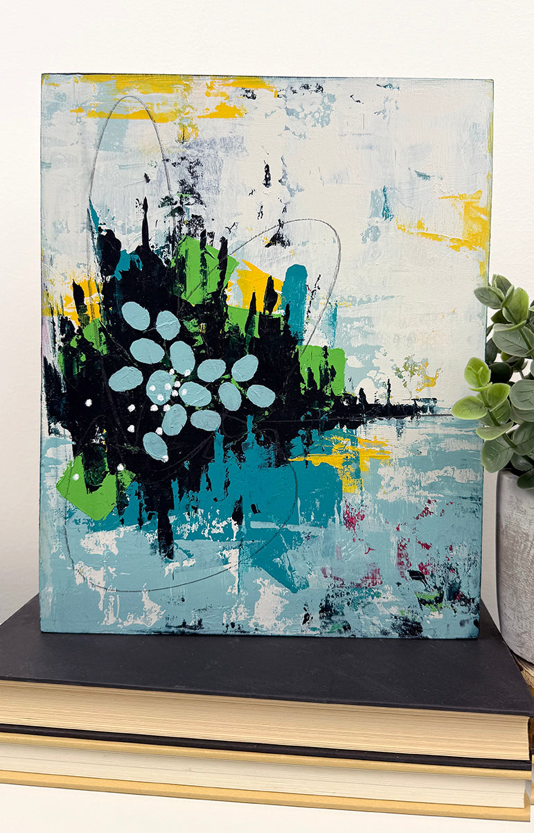 Water Heals 3 – 8 x 10 Original Abstract Acrylic Painting on birch panel by Nikki Braun | Bold Modern Wall Art